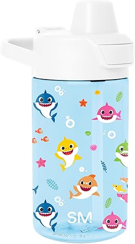 Simple Modern Baby Shark - Botella de agua Summit de plástico Tritan para niños, taza sin BPA de 12 onzas con tapa cubierta a prueba de fugas para