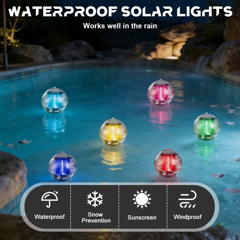 Solar Schwimmkugel, SGZIOO 2 Stück Solar schwimmende Poolbeleuchtung mit 7 RGB Farbwechsel, Wasserdichte Pool Lichter Schwimmend, Schwimmende Solarleuchten für Dekoration von Schwimmbädern, Hofstraßen