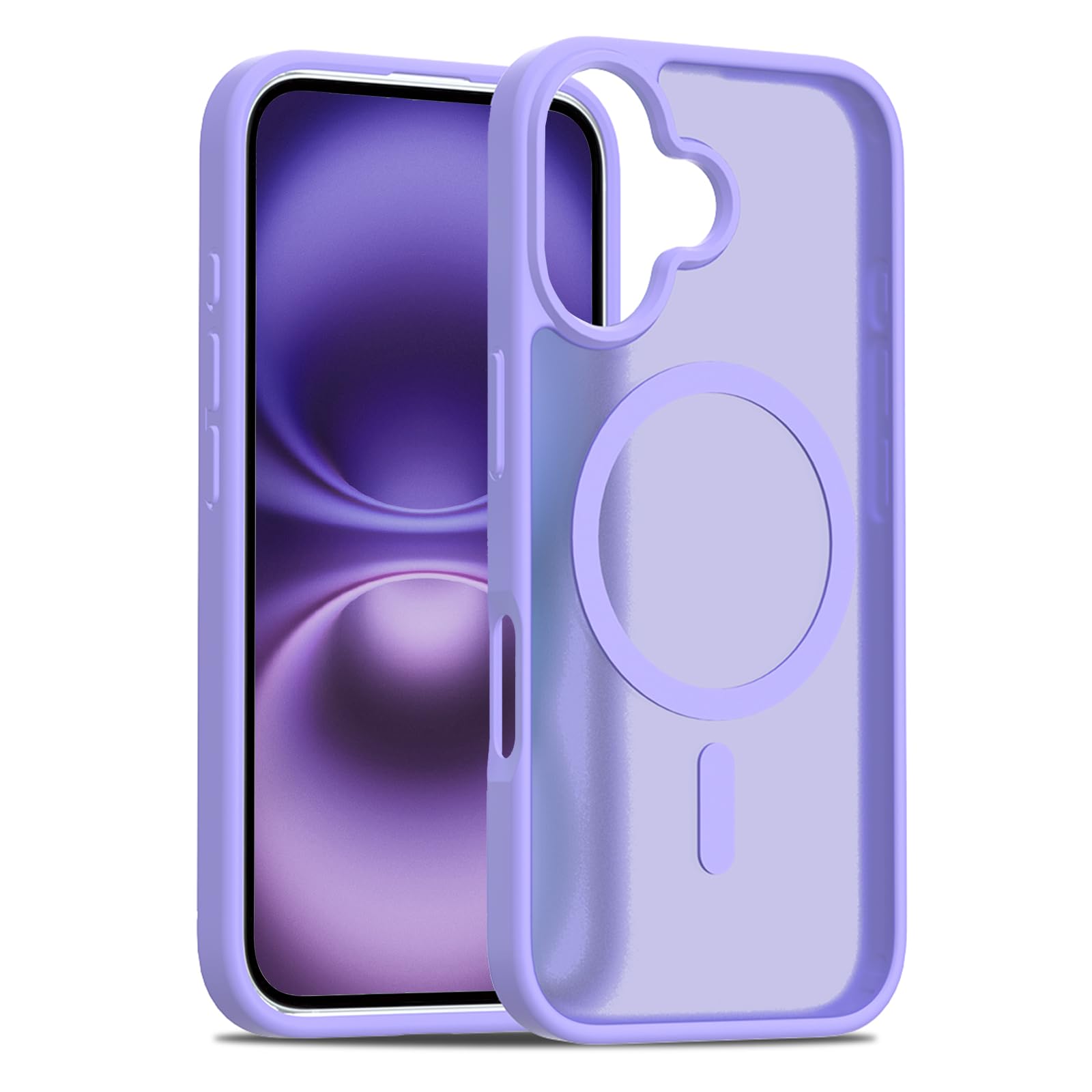 Magnetic for iPhone 16 Case [Mil-Grade Drop Protection] [Compatible with Magsafe] Shockproof Slim Translucent Matte Protective Phone Case - Light Purple