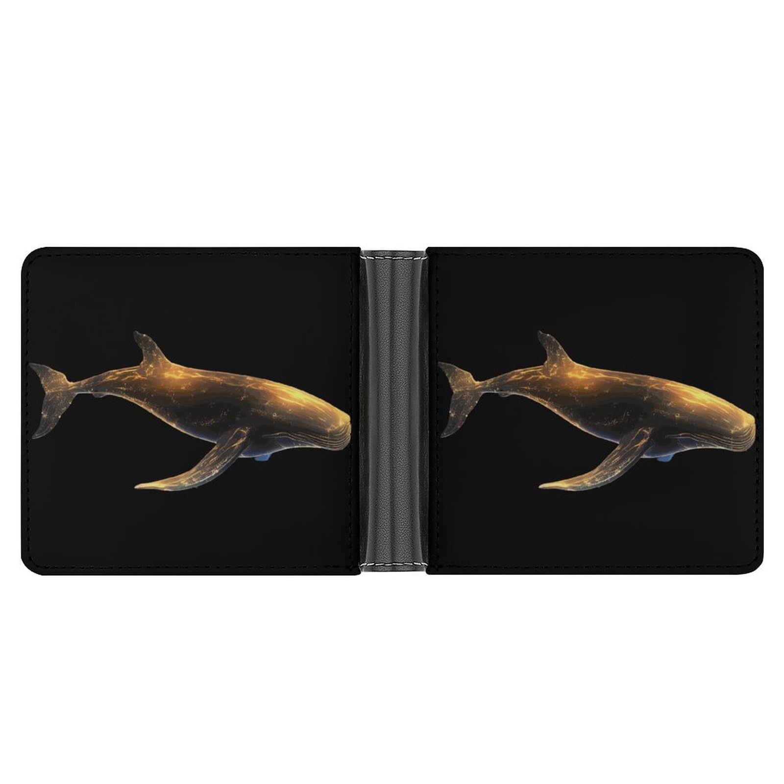 Glowing Cute Whale Bifold Wallet PU Leather Coin Purse Lightweight Credit Card Holder Wallet Money Clip