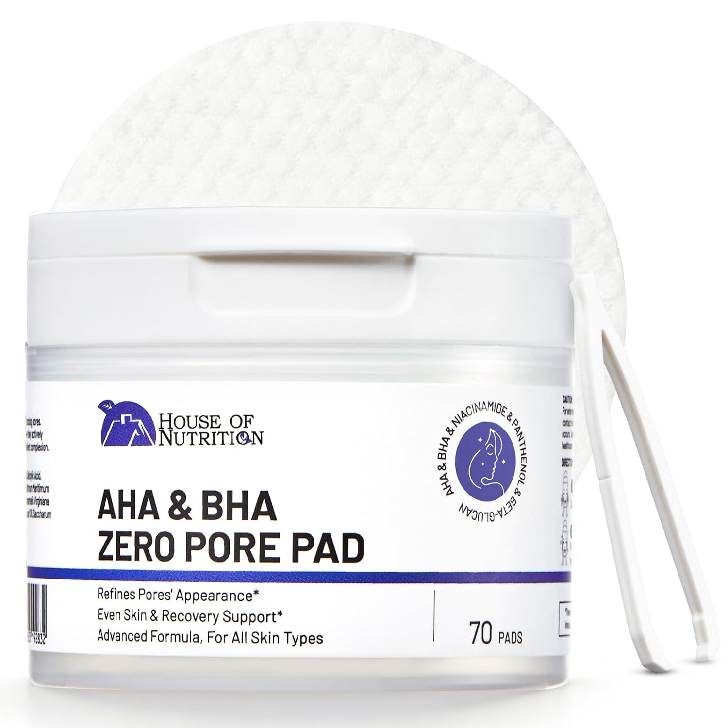 Glycolic Acid Pad with AHA & BHA, Exfoliating Toner Pads for Face – Zero Pore Refining Pads for Skin Texture, Oil Control, Acne, Dark Spots & Gentle Resurfacing, 70 Pad