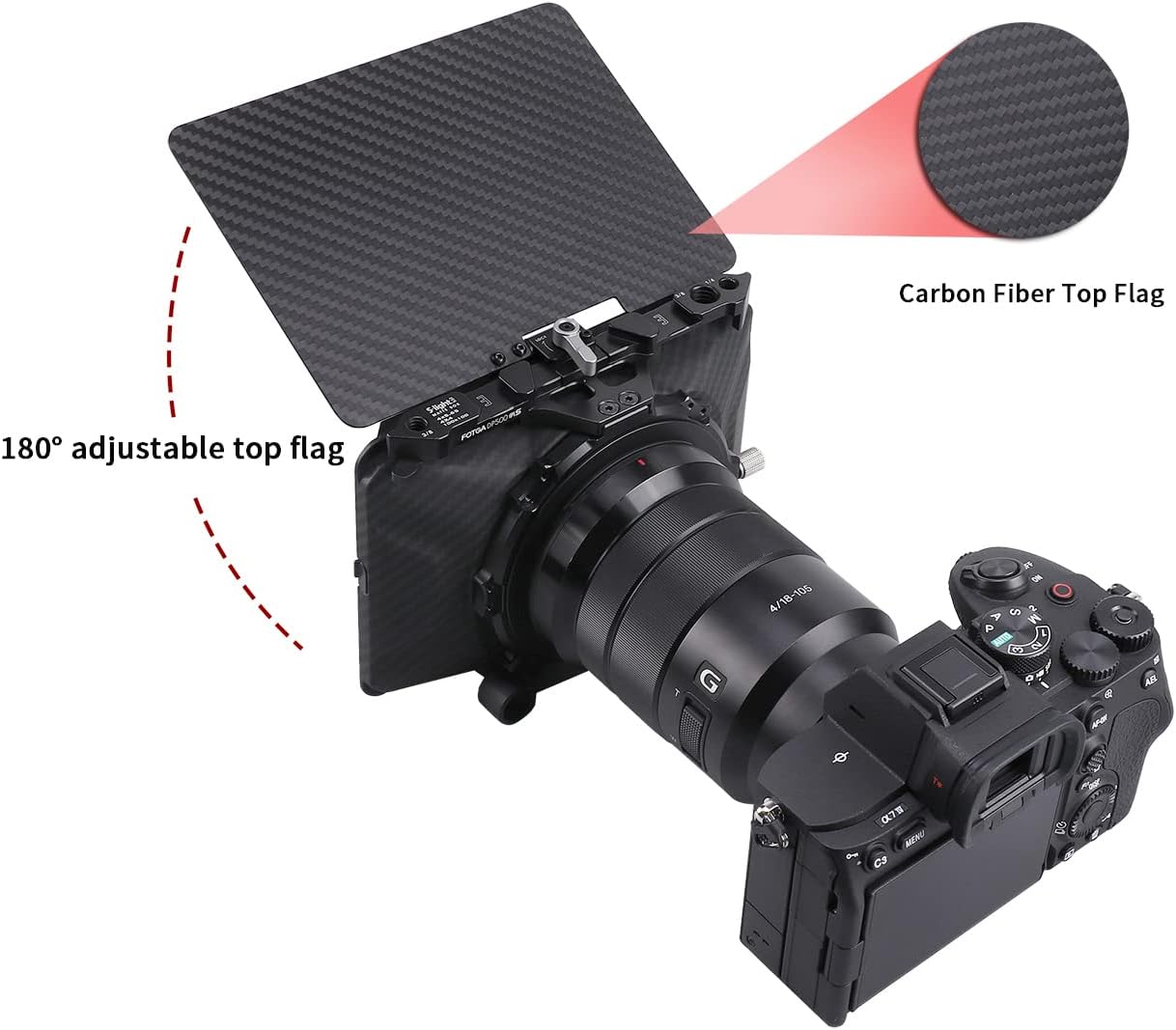 Foto4easy 4x4/4x5.65 Lightweight Mini Matte Box with 15mm Rod Support for DSLR Mirrorless Cameras,Compatible with 52mm/55mm/58mm/62mm/67mm/72mm/77mm/82mm Lens