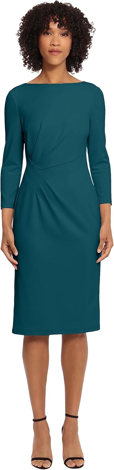 Maggy London Womens Scuba Crepe Pleat Tuck Waist Dress - Image 2
