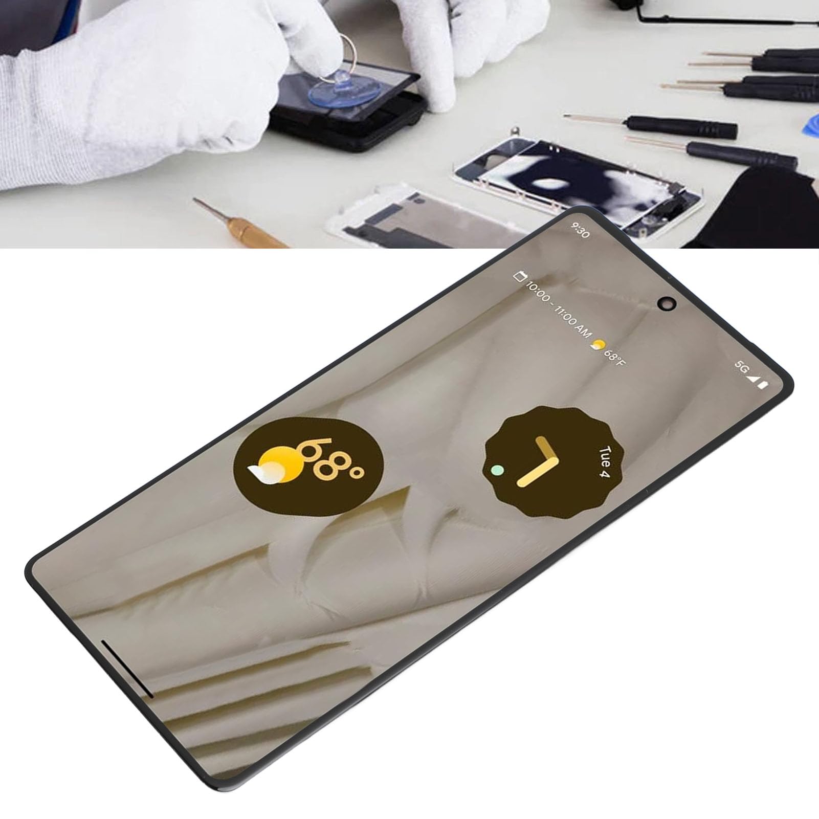 Bildschirmaustausch für Smartphone, Display Touchscreen Baugruppe mit Fingerabdruckerkennung, Hohe Berührungsempfindlichkeit, mit Reparaturwerkzeugen