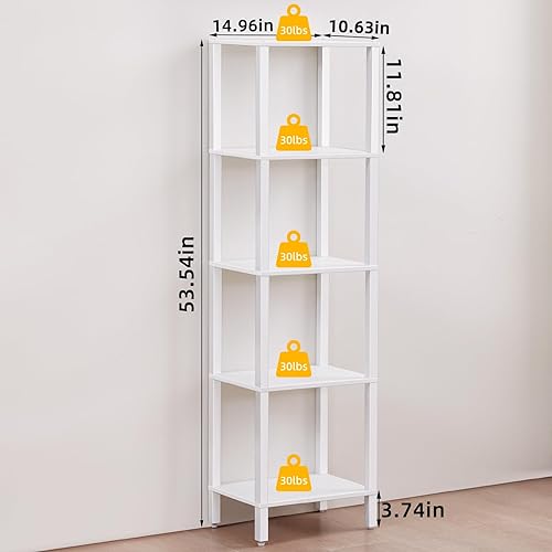 Miniatura 2 de Estantería pequeña y estrecha de 5 niveles de 54 pulgadas de alto, estante delgado para espacios pequeños, estante delgado de granja con