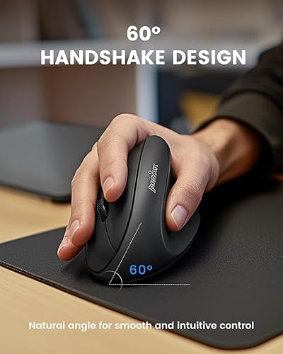 Miniatura 4 de Perixx PERIMICE-608II - Ratón vertical inalámbrico, 2.4 GHz, 6 botones, DPI ajustable 800120016002400, diseño para diestros, receptor USB, negro