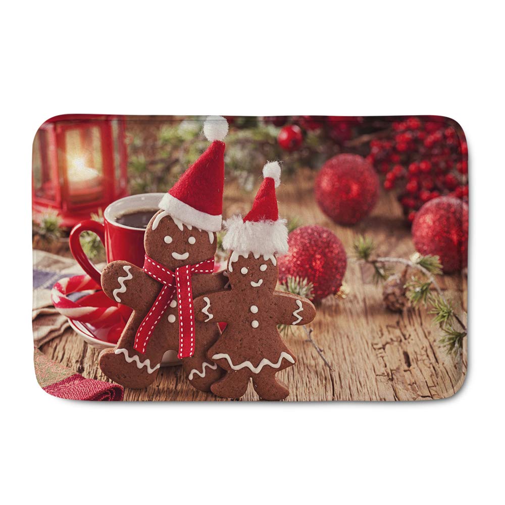 WHEREISART Floor Door Mat Bedroom Rug, Christmas Rugs and Mats,Gingerbread Print Doormat,Funny Rug Beautiful Pattern Soft Flannel Entrance Mat,Front Door Mat Great Gifts 16"(L) X 23"(W)