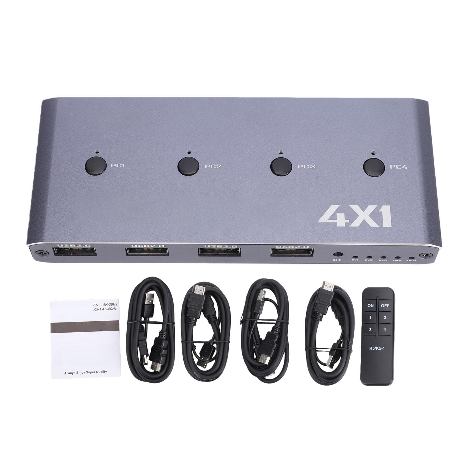 Fockety Commutateur KVM, 4K 60 Hz 48 Gbit/s, 4 Ports