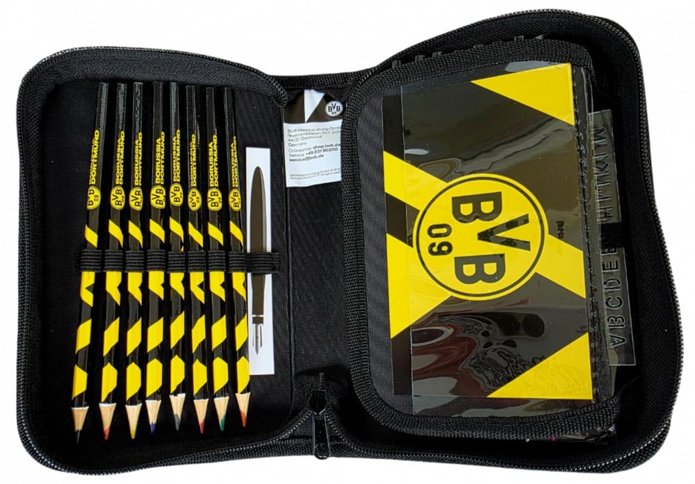 Dortmund Borussia Federmappe - Field - schwarzgelb | gefüllt | Schuletui | BVB 09 - Plus Lesezeichen Wir lieben Fußball