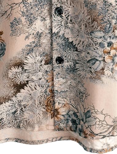 Image of NoseQueen Floral Print Cotton Multi-Colored Short Sleeve Button Down Beach Outfits for Men Shirt