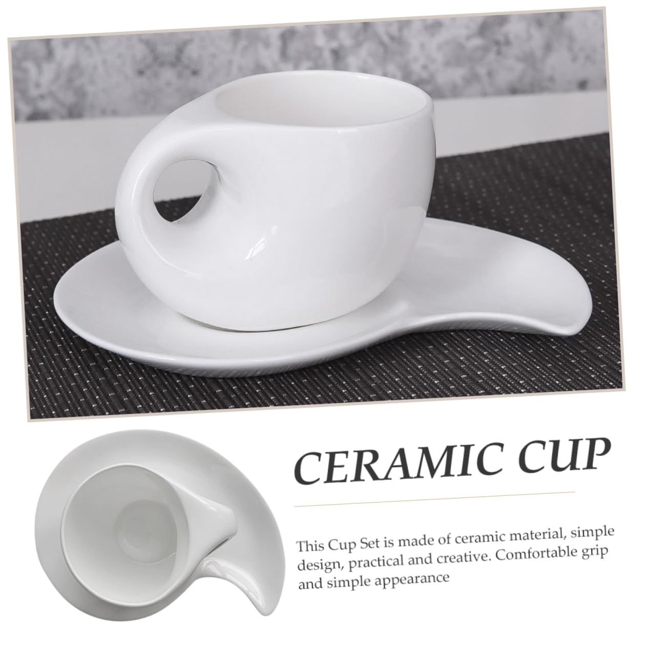 Zerodeko Kaffeetassen Satz mit Untertasse Elegantes aus Weißer Keramik 240ml Einfaches Design Kreatives Kaffeebecher Satz für Büro und Café für Familie und Kollegen