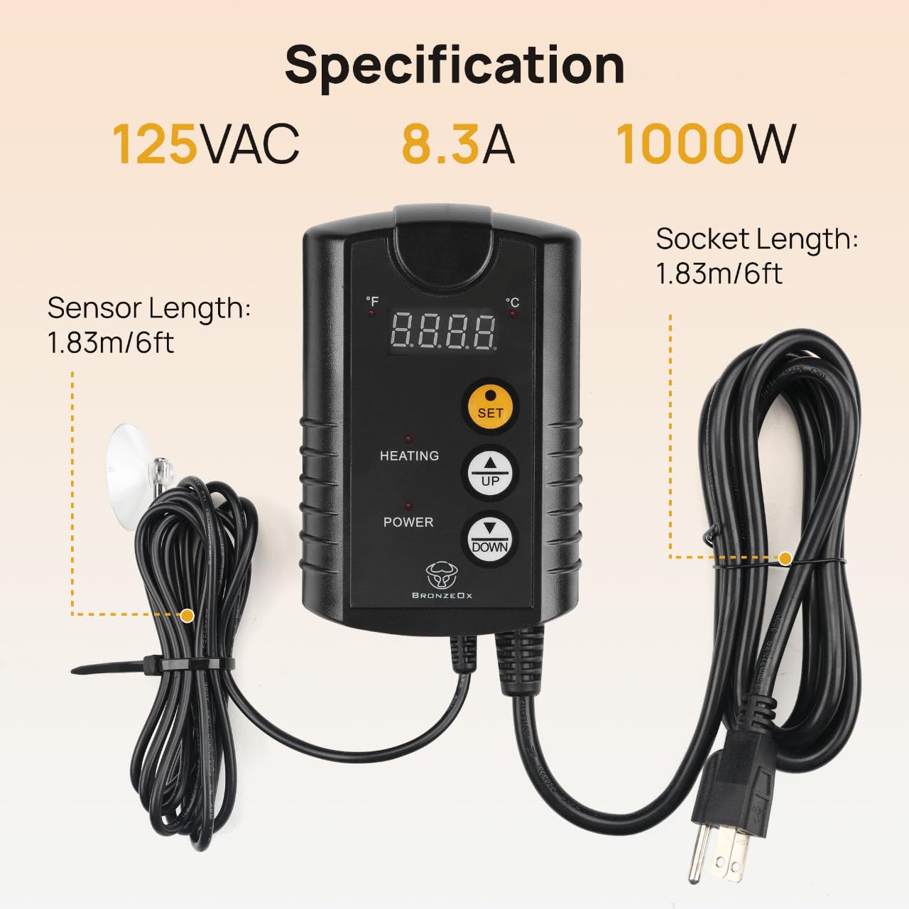Termostato digital con controlador de temperatura (alfombrilla térmica no incluida) para germinación de semillas, reptiles, incubación, enraizamiento, plántulas, cultivo interior