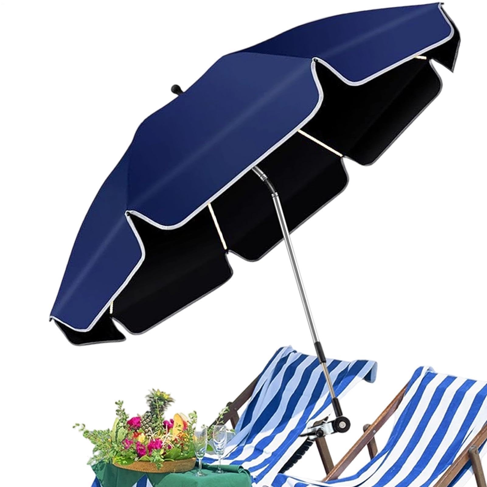 Chair Parasol Adjustable Clamp, 47.24 Inches 360 Adjustable Umbrella Clip On Chair, UPF 50 Universal Beach Sun Shade For Outdoor Camping Garden Sports Event