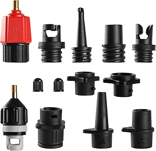 CANIPHA Inflatable SUP Pump Adaptor, Paddle Board SUP Valve Adapter with 9 Standard Conventional Air Pump Nozzles for Inflatables SUP Inflator Adapter Inflatable Boat Paddle Board SUP Board