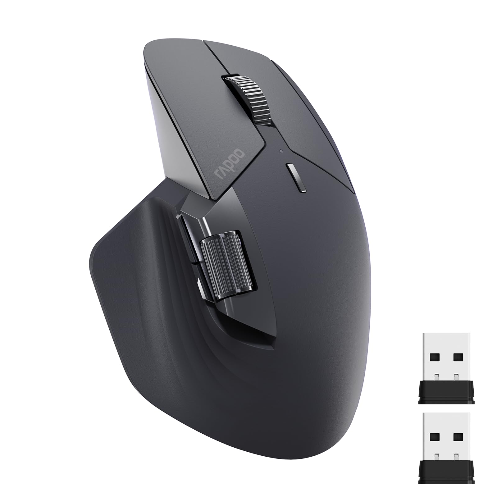RAPOO MT760 Mini Bluetooth Wireless Mouse, Bluetooth 5.0 and 2.4 GHz 3-Mode Connection, Supports 4 Devices, M+ Crossover Computer Technology, 11 Programmable Buttons, 90 Days Battery Life, 4K DPI