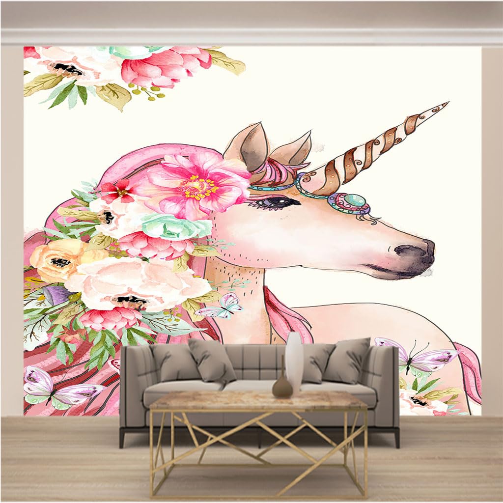 Papier peint intissé mural moderne licorne 3d pour décoration de salon et grande chambre adulte
