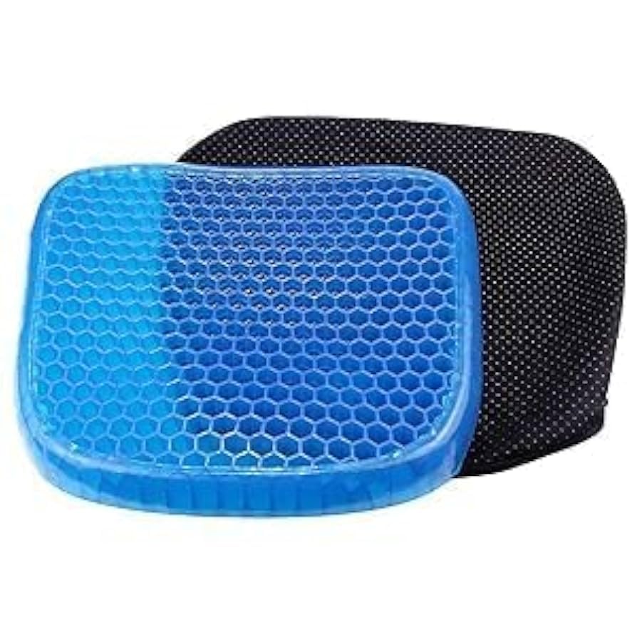 GOPINATH ECOM Gel Seat Cushion 40x35 cm | Honeycomb Silicone Soft Memory Flex Pillow | Non Slip Breathable Orthopedic Cushion Pad for Office Chair Car Wheelchair | Relieves Back Sciatica Pain