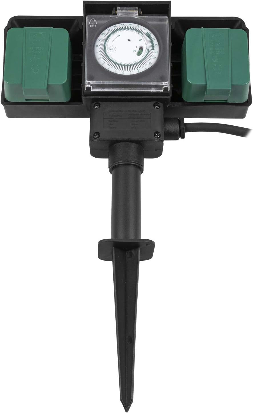 Woodside 2 Way Outdoor Waterproof Garden Sockets with 5M Cable/24 HR