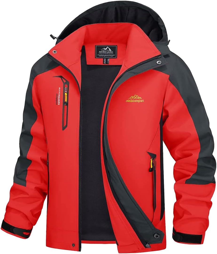 Alloaone Men's Lightweight Windbreakers Hooded Windproof Water Resistant Coat Rain Outdoor Softshell Jackets