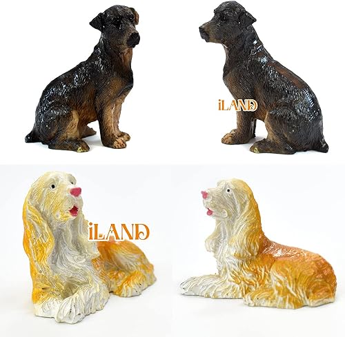 Miniatura 3 de iLAND Dollhouse Pet of Mini Dog, 4 figuras realistas en miniatura, pintadas a mano, incluyendo Cocker Spaniel, dálmata, Basset Hound y German Hunt