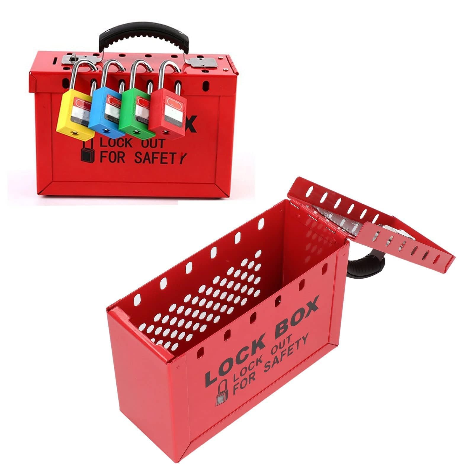 Caja para candados y etiquetas, 235 x 155 x 95 mm/9,3 x 6,1 x 3,7 pulgadas estación de gestión de estanterías de seguridad para candados con organizador de candados y etiquetas de 12 ranuras