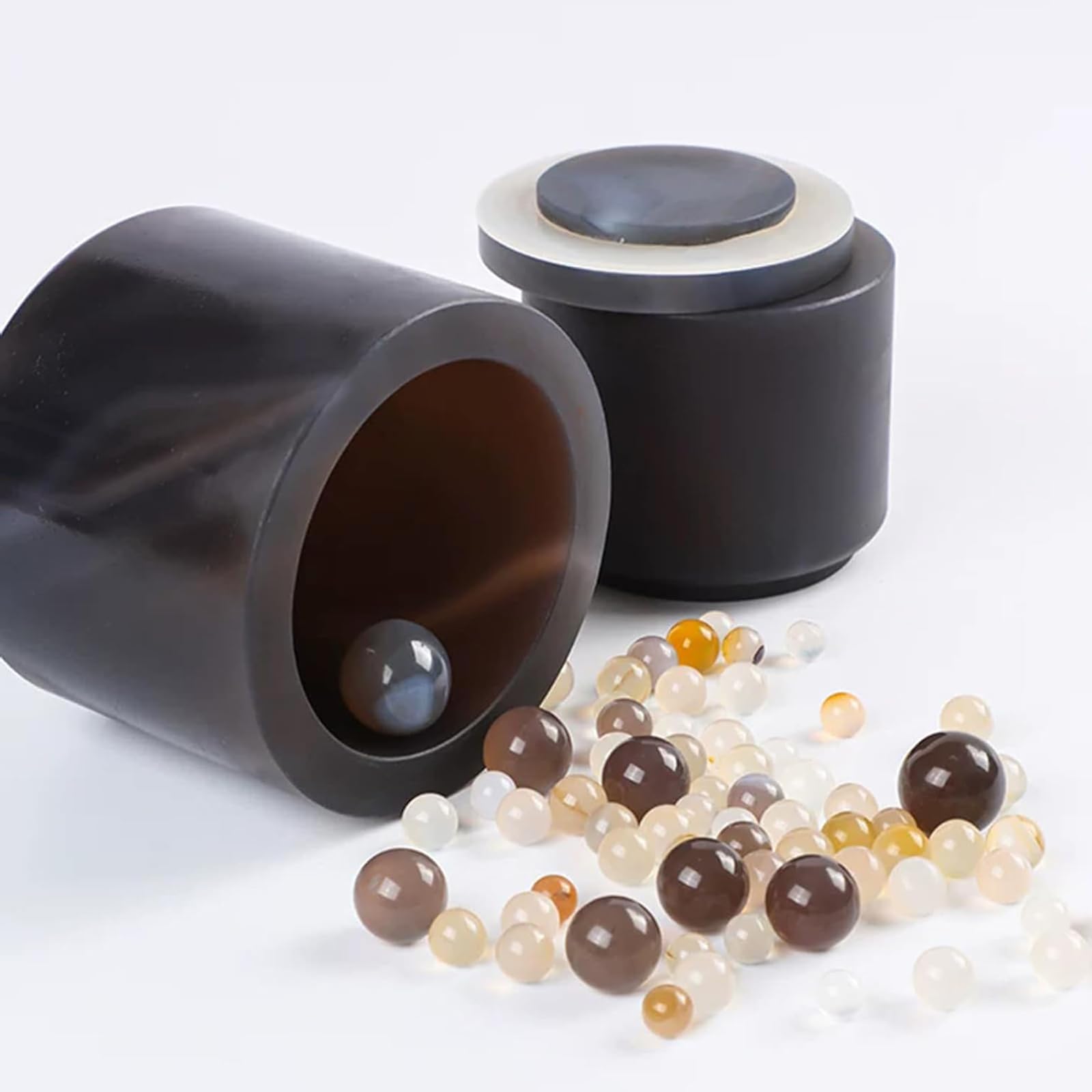 Mahlbecher aus natürlichem Achat, Planetenkugelmühlen-Set, mit Kugeln, Dichtungsring, Mohshärte 7,2–7,5, frei von Verunreinigungen, für Labor- und Industrieanwendungen (250ML)