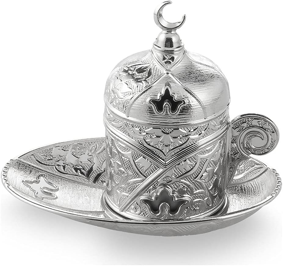 Coffee Cups Set of 6 Coffee Espresso Design Porcelain Cup Sets for Serving (Color : Gold) (Silver)