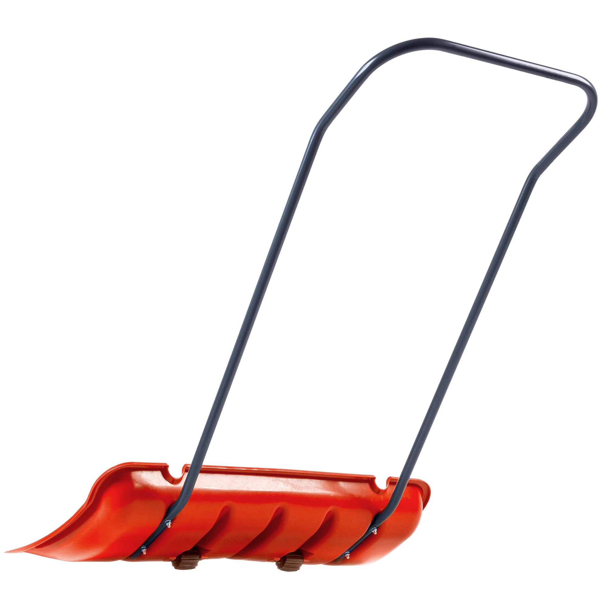 KADAX Schneeschieber mit Alu-Profilkante, breite Schneeschaufel mit Rädern, Schaufel mit Metallgriff, Schneeschippe mit Kunststoff-Blatt, Schneeräumer (Orange 2)