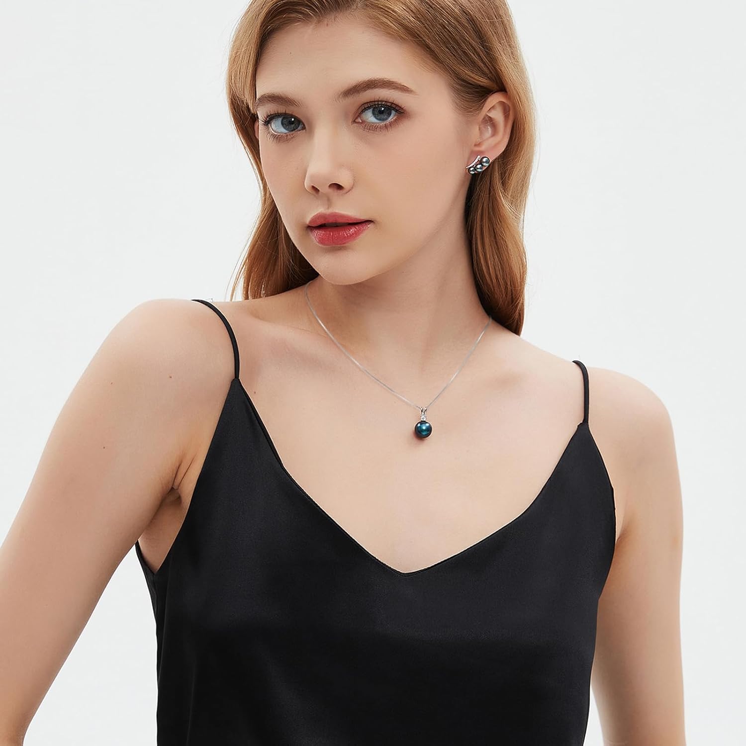 Cultured 11-12MM Round Pink Purple Blue Grey Golden Tahitian Black Pearl Necklace for Women, S925 Sterling Silver 18K Gold Plated, Single Pearl Pendant Necklace - Image 4