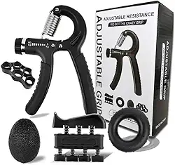 Kit Hand Grip 5 Peças – Fortalecedor de Maos e Dedos, Exercitador de Punhos para Academia, Fisioterapia e Reabilitacao Muscular – Ajustavel e Antiderrapante