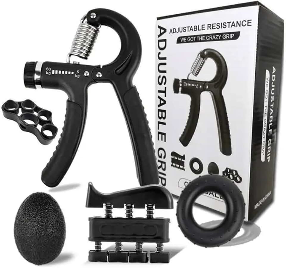 Kit Hand Grip 5 Peças – Fortalecedor de Maos e Dedos, Exercitador de Punhos para Academia, Fisioterapia e Reabilitacao Muscular – Ajustavel e Antiderrapante
