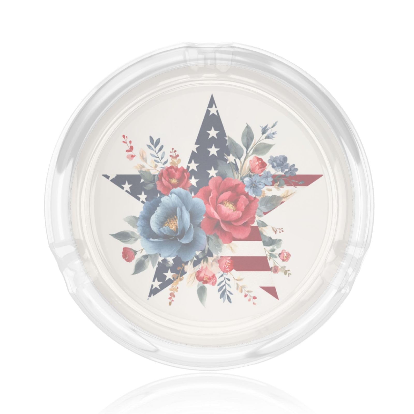 Merican Flag Star With Floral Glass Ashtray For Cigarettes Ash Trays Case For Home Office Decor