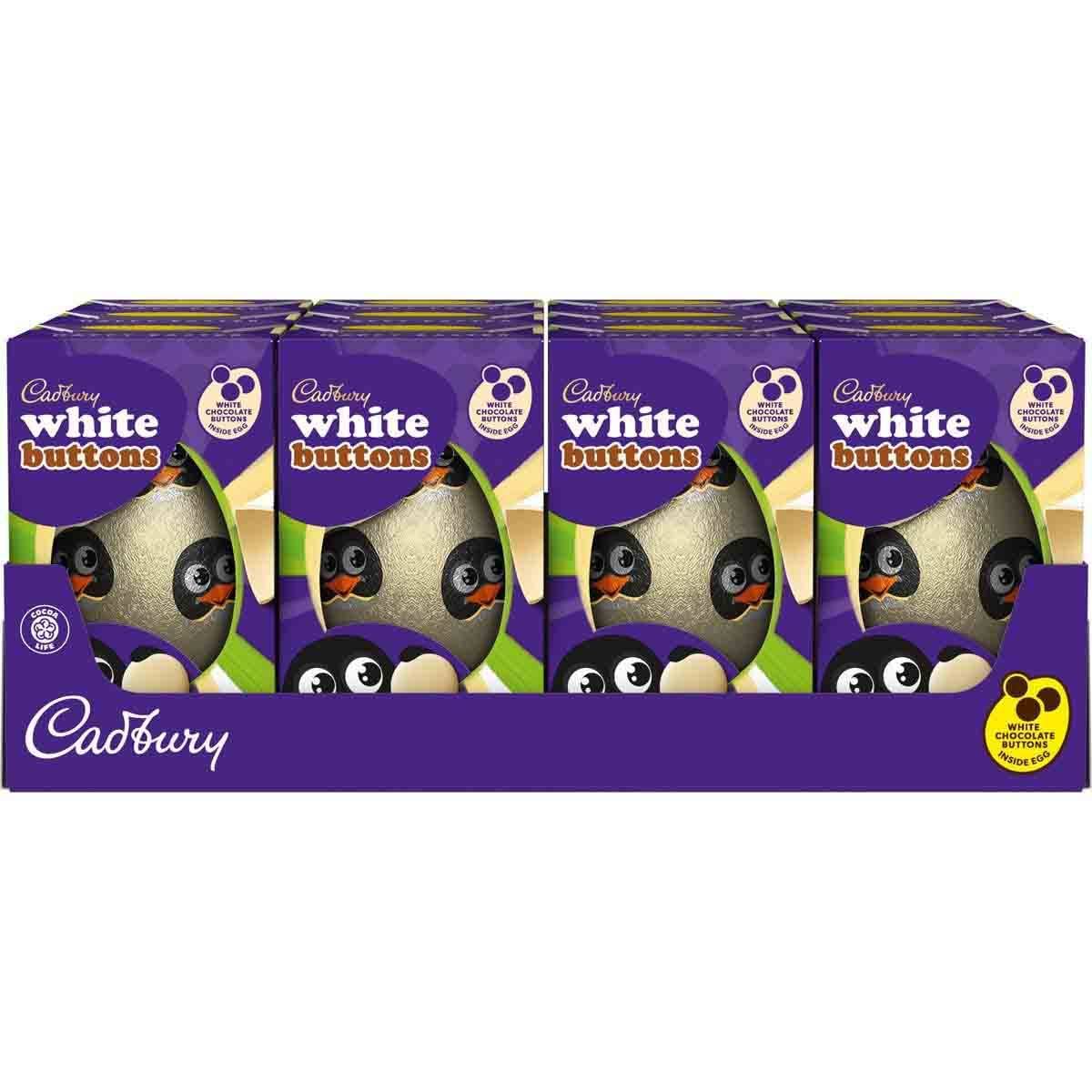 Cadbury White Chocolate Buttons Easter Egg, Includes White Chocolate Buttons Inside Egg, 98 g (Pack of 1)