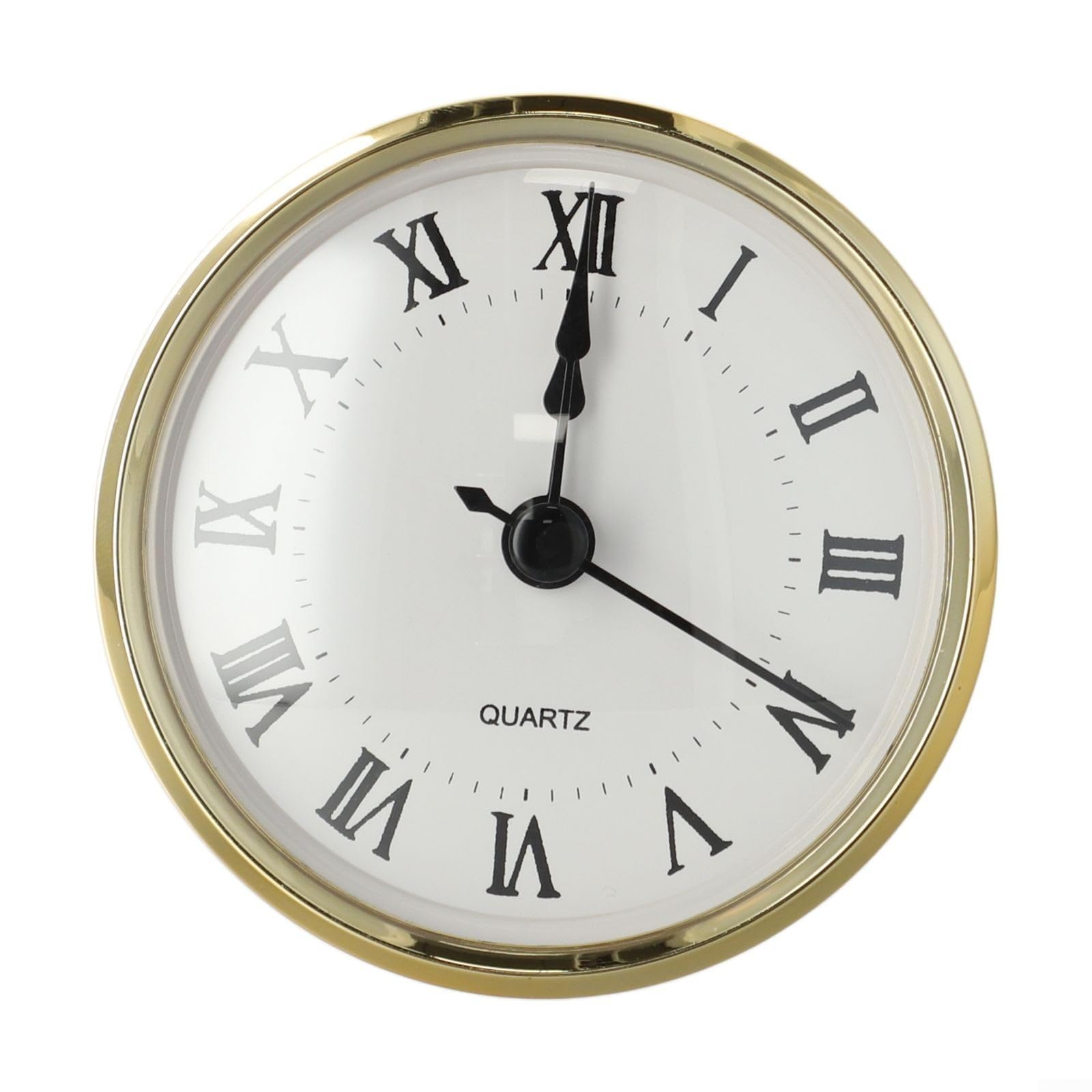 Eawfgtuw Reloj redondo con núcleo de reloj insertado, artesanía incrustada con cabeza de reloj de cuarzo, diámetro de 80 mm, bricolaje clásico (oro Roma)