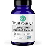 Ora Organic Probiotics with Prebiotics for Digestive Health 16 Billion CFU - Trust Your Gut - Strains - Acidophilus Lactobacillus Breve Bifidum Lactis
