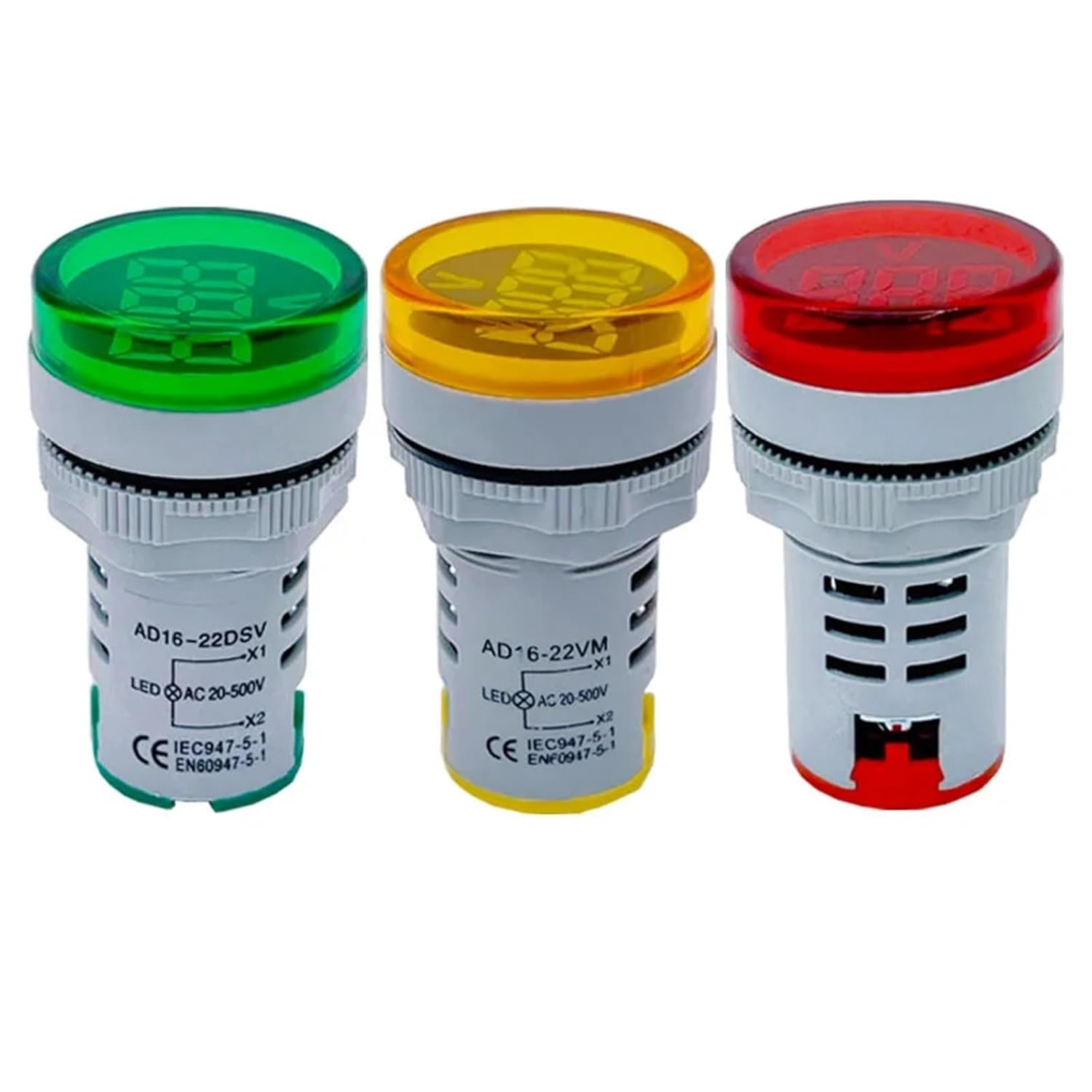 1pc DIY Mini Digital Voltmeter 22mm Round AC 12-500V Volt Voltage Tester Meter Monitor Power LED Indicator Pilot Lamp Light Display(Yellow)