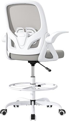 Silla de dibujo alta con soporte lumbar y anillo para reposapiés, silla de escritorio ergonómica de altura extendida para trabajo en casa, silla de
