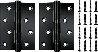 2 Pcs Heavy Duty Door Hinges 4 Inch/100mm Ball Bearing Hinge, Stainless Steel Gate Hinges for Wooden Gate Cabinet Outdoor Internal Door Hinge, with 16 Pcs Screws