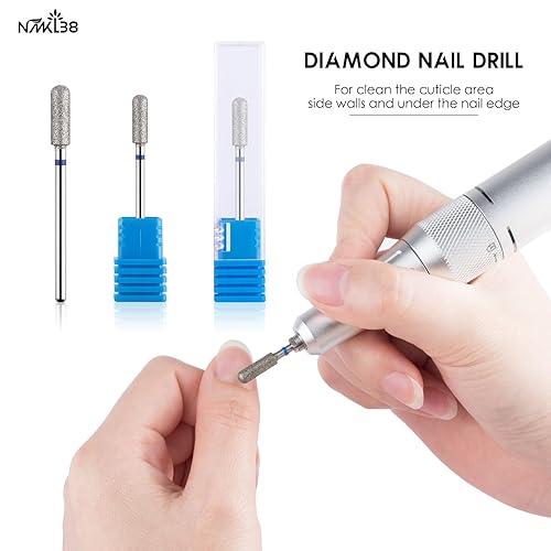 Miniatura 4 de NMKL38 Broca de diamante cónico de 332 pulgadas para cutícula, lima de arte de uñas para máquina de taladro eléctrico, herramienta de manicura y