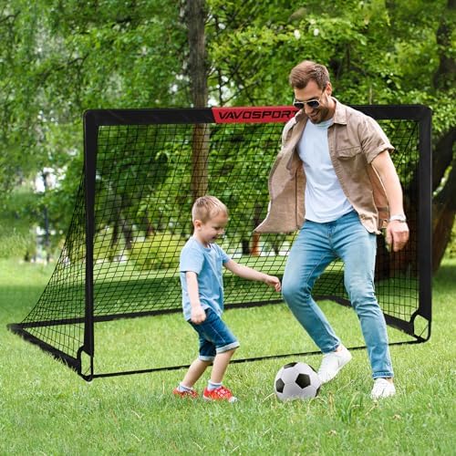 Kids Soccer Goals for Backyard Set - 2 of 6x4 ft Portable Soccer Goal Training Equipment, Practice Soccer Net with Soccer Ball, Cones, Bag, Soccer Set for Kids Youth Toddler Games, Sports Outdoor Play - 3