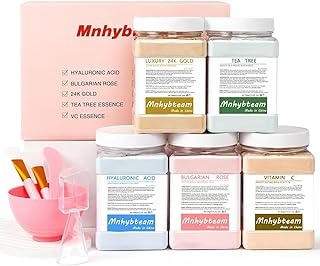 Jelly Masks For Facials Professional, hydrojelly Mask SkinCare Spa Face Mask Gel Powder Hydrating & Deeply Purifying hydrojelly Mask Spa Set, (Hyaluronic Acid, Bulgarian Rose, 24K, Tea Tree, VC)