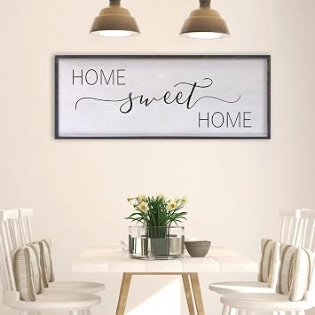 Home Sweet Home Wood Wall Sign: 40 x 15 Inch Large Wooden Framed Wall Decor with Text, Horizontal Wood Frame Wall Art for Living Room, Entryway, Farmhouse Style Home Decor