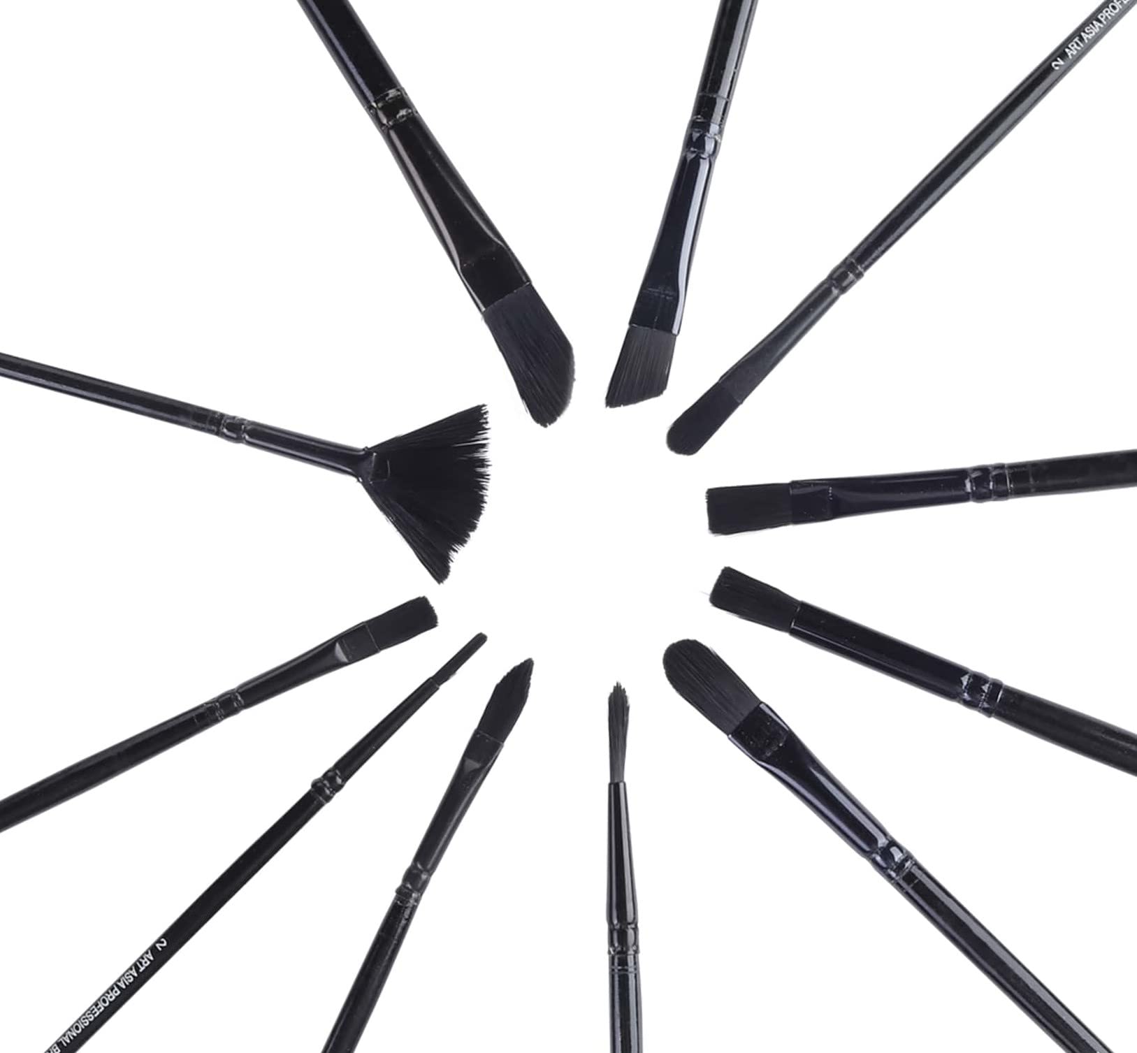 worison Wood 12 Pc Black Mix Synthetic Hair Paintbrush Set For Watercolor And Acrylic Painting 2