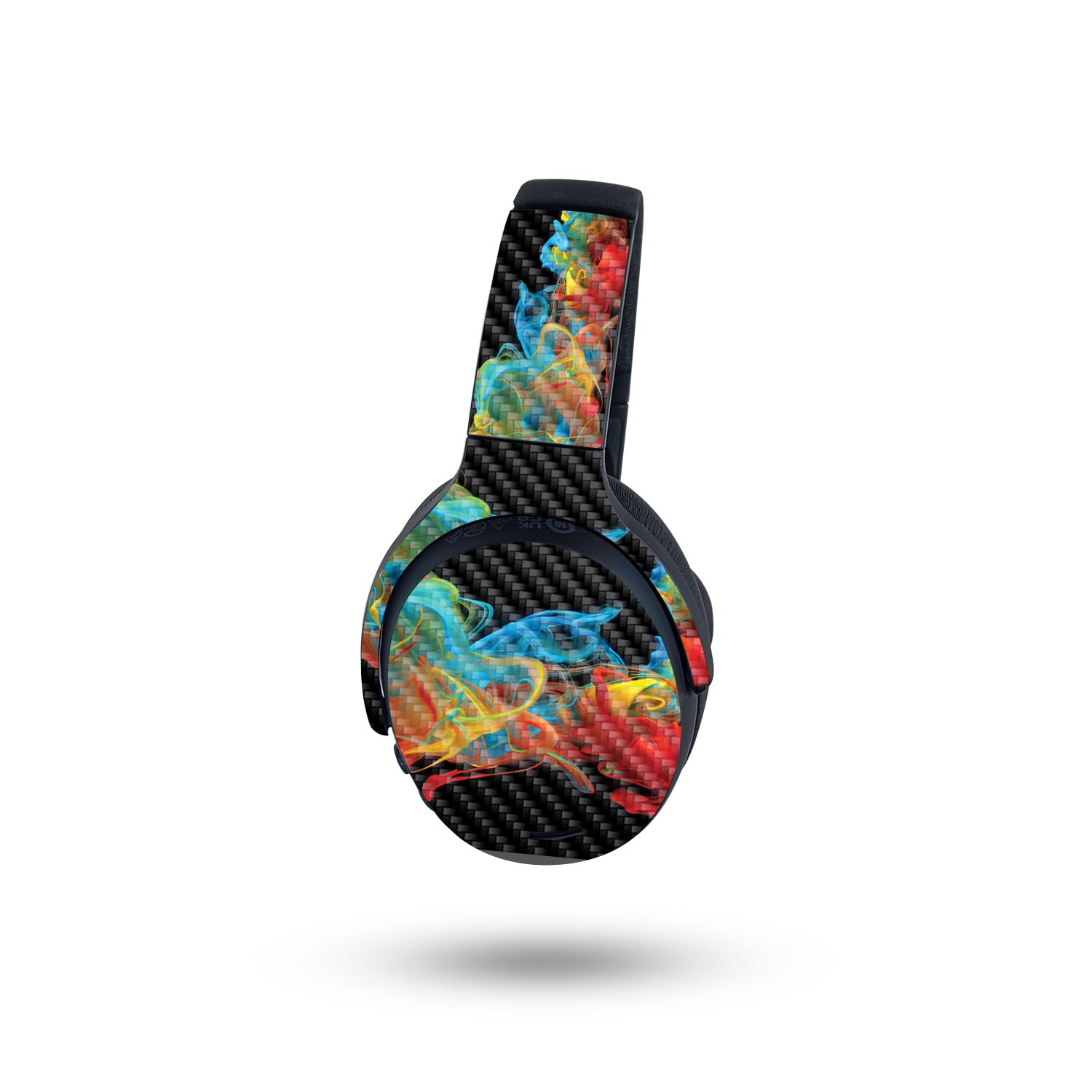 MightySkins Carbon Fiber Skin Compatible with Skullcandy Crusher ANC 2 - Primary Smoke | Protective, Durable Textured Carbon Fiber Finish | Easy to Apply