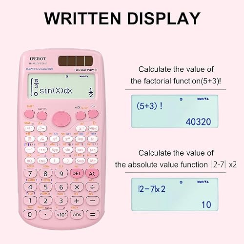 Miniatura 4 de Calculadoras científicas, función IPEROT Pink Scientific Calculator 417, calculadoras solares de matemáticas de escritorio, suministros escolares