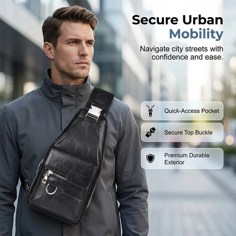 Men's Retro Waterproof Faux Leather Sling Chest Bag – Premium Water-Resistant, Intelligent Storage & Ergonomic Comfort