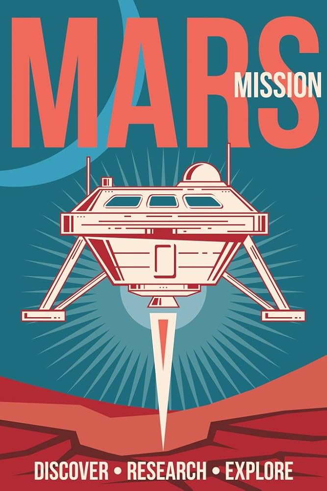 Amazon.com: Spaceship Landing on Mars Vintage Space Travel Cool