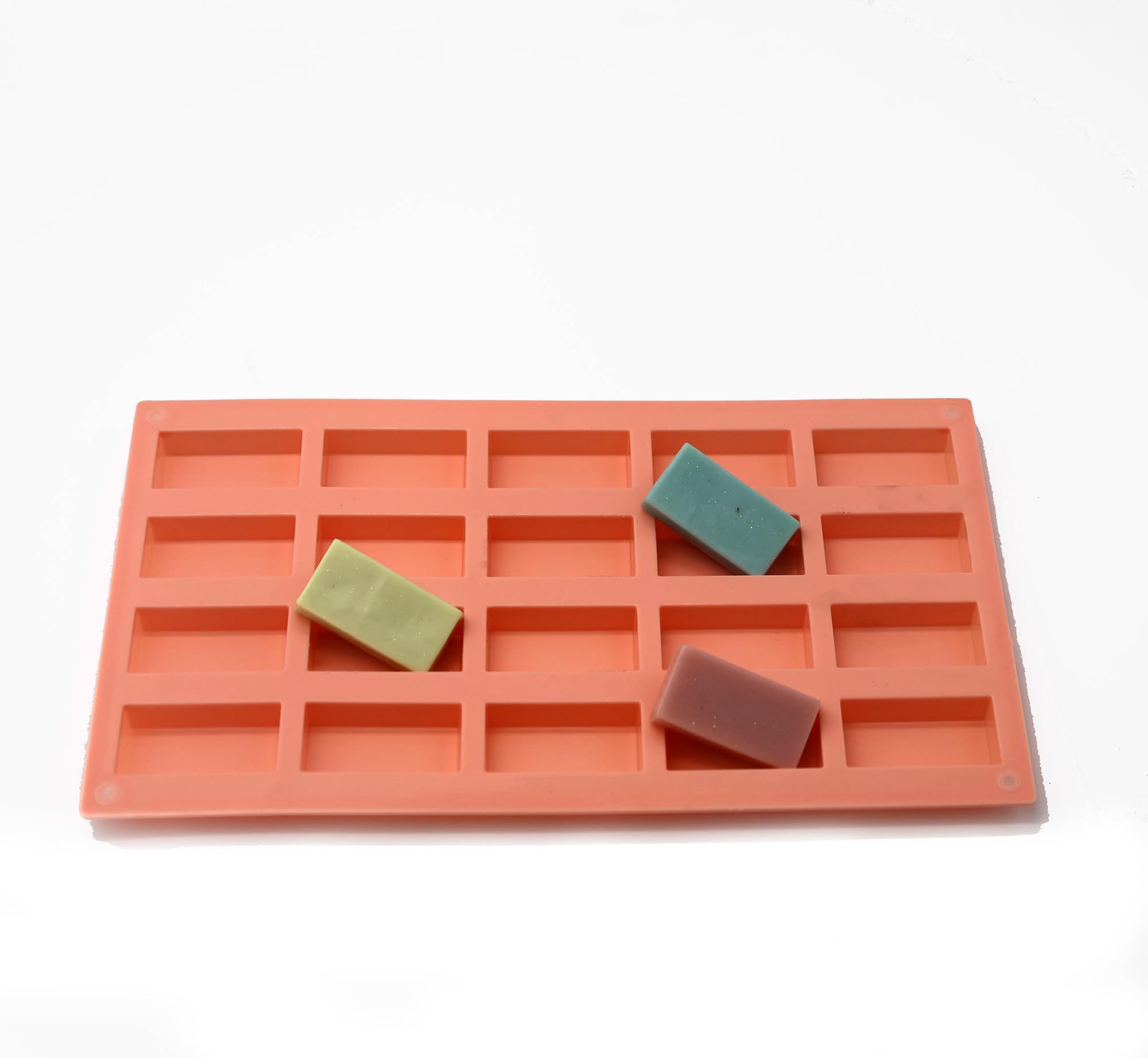 X-Haibei Rectangular Mini Guest Soap Chocolate Candy Mold Sample Soap Silicone Mold 20-Cavity 0.5OZ PER CELL