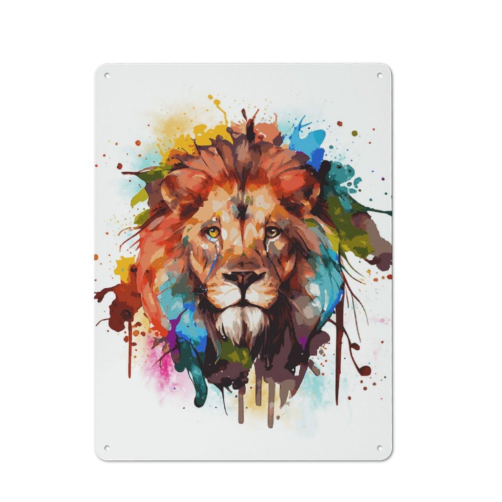 Decorative Tin Sign with Abstract Lion Painting Design 40x30cm, Farmhouse Cottage Wall Art for Farmhouse Kitchen, Pantry Or Dining Area