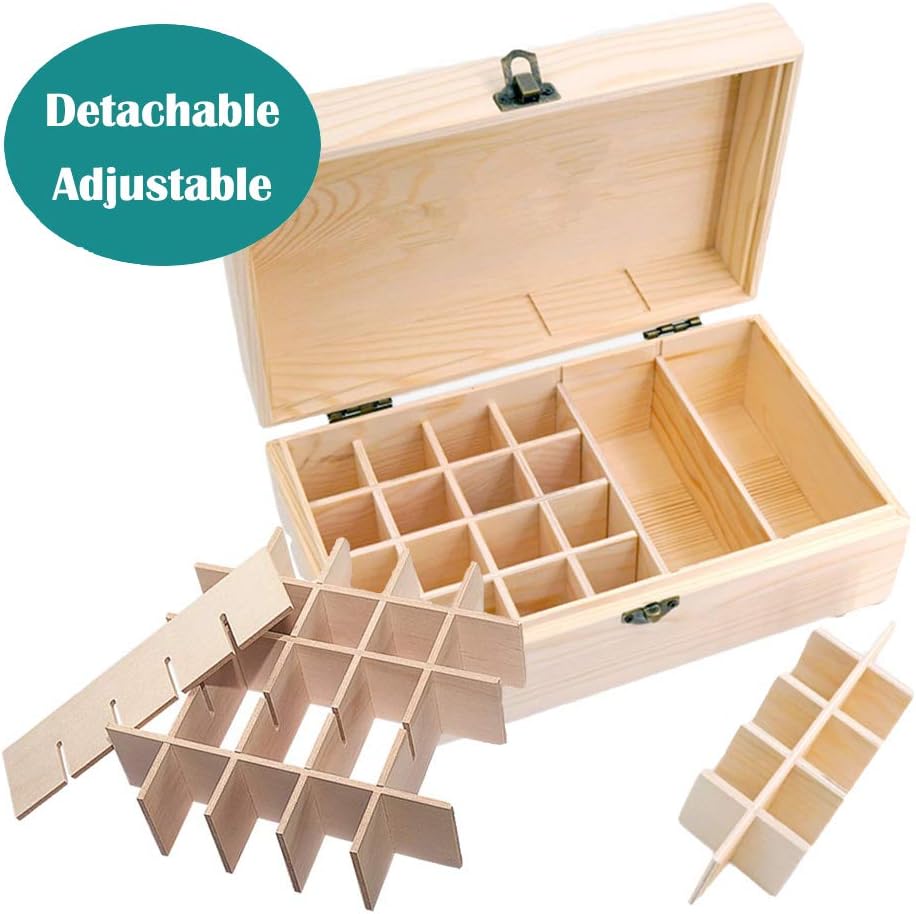 VolksRose Essential Oil Box, Wooden Storage Container Holds 36 Bottles, Multi-Tray Organizer #ob02